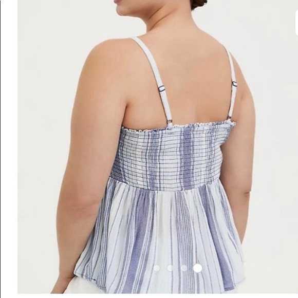 Blue striped gauze babydoll top - Picture 4 of 5